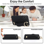 Custodia per telefono in PU con anello a copertura totale antiscivolo con cinturino, For iPhone XS / X, For iPhone XR, For iPhone XS Max