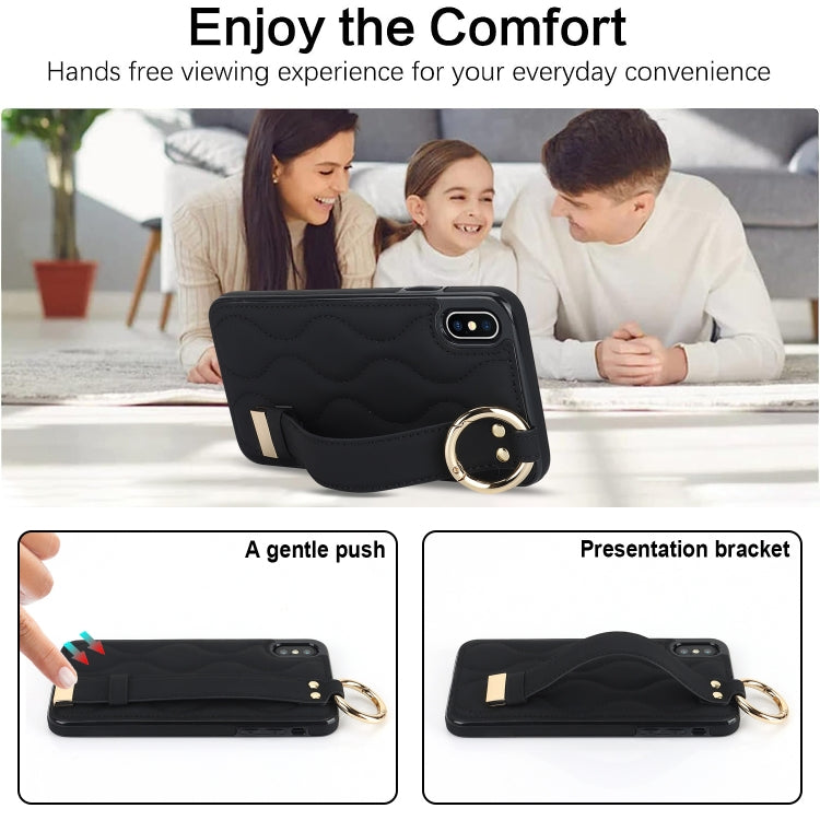 Custodia per telefono in PU con anello a copertura totale antiscivolo con cinturino, For iPhone XS / X, For iPhone XR, For iPhone XS Max