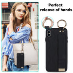 Custodia per telefono in PU con anello a copertura totale antiscivolo con cinturino, For iPhone XS / X, For iPhone XR, For iPhone XS Max