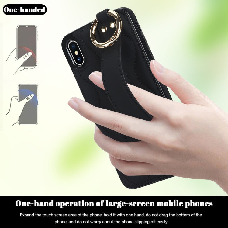 Custodia per telefono in PU con anello a copertura totale antiscivolo con cinturino, For iPhone XS / X, For iPhone XR, For iPhone XS Max