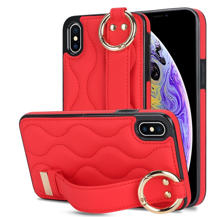 Custodia per telefono in PU con anello a copertura totale antiscivolo con cinturino, For iPhone XS / X, For iPhone XR, For iPhone XS Max