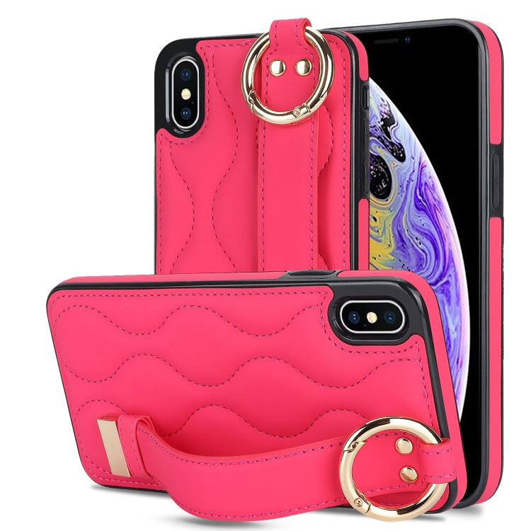 Custodia per telefono in PU con anello a copertura totale antiscivolo con cinturino, For iPhone XS / X, For iPhone XR, For iPhone XS Max