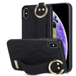 Custodia per telefono in PU con anello a copertura totale antiscivolo con cinturino, For iPhone XS / X, For iPhone XR, For iPhone XS Max