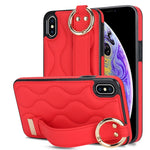 Custodia per telefono in PU con anello a copertura totale antiscivolo con cinturino, For iPhone XS / X, For iPhone XR, For iPhone XS Max