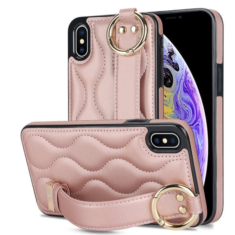 Custodia per telefono in PU con anello a copertura totale antiscivolo con cinturino, For iPhone XS / X, For iPhone XR, For iPhone XS Max
