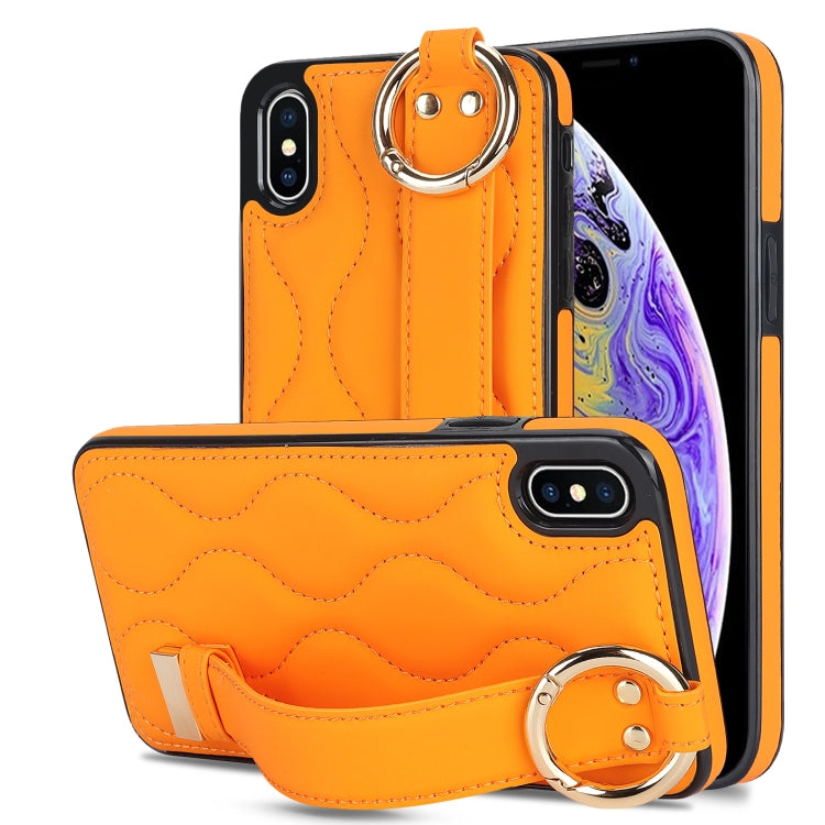 Custodia per telefono in PU con anello a copertura totale antiscivolo con cinturino, For iPhone XS / X, For iPhone XR, For iPhone XS Max