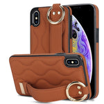 Custodia per telefono in PU con anello a copertura totale antiscivolo con cinturino, For iPhone XS / X, For iPhone XR, For iPhone XS Max