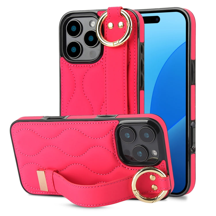 Custodia per telefono in PU con anello a copertura totale antiscivolo con cinturino, For iPhone 16 Pro Max, For iPhone 16 Pro, For iPhone 16 Plus