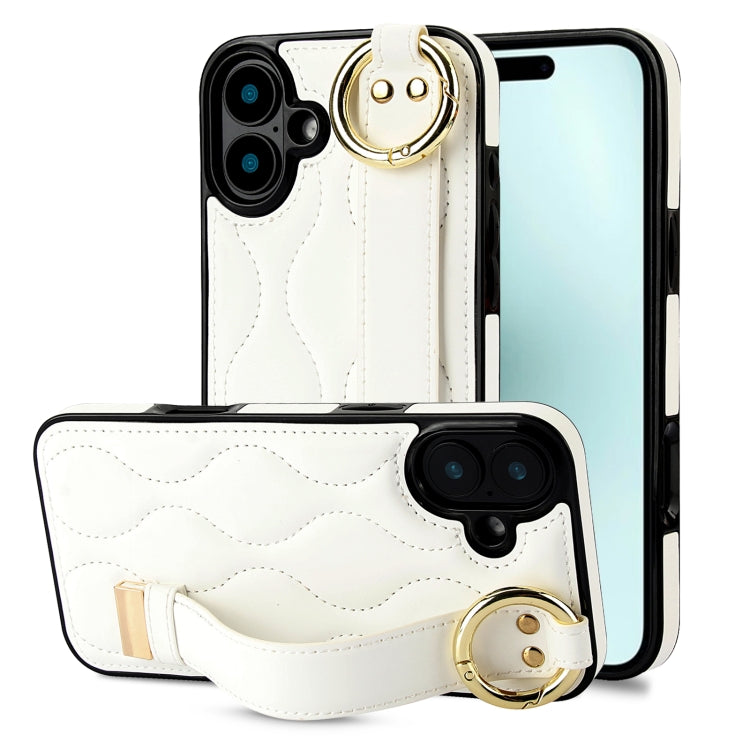 Custodia per telefono in PU con anello a copertura totale antiscivolo con cinturino, For iPhone 16 Pro Max, For iPhone 16 Pro, For iPhone 16 Plus