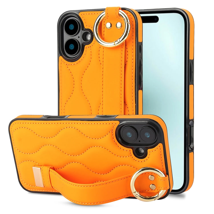 Custodia per telefono in PU con anello a copertura totale antiscivolo con cinturino, For iPhone 16 Pro Max, For iPhone 16 Pro, For iPhone 16 Plus