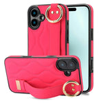 Custodia per telefono in PU con anello a copertura totale antiscivolo con cinturino, For iPhone 16 Pro Max, For iPhone 16 Pro, For iPhone 16 Plus