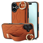 Custodia per telefono in PU con anello a copertura totale antiscivolo con cinturino, For iPhone 16 Pro Max, For iPhone 16 Pro, For iPhone 16 Plus