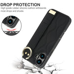 Custodia per telefono in PU con anello a copertura totale antiscivolo con cinturino, For iPhone 16, For iPhone 14 Plus, For iPhone 14