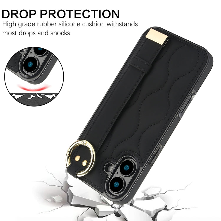 Custodia per telefono in PU con anello a copertura totale antiscivolo con cinturino, For iPhone 16, For iPhone 14 Plus, For iPhone 14