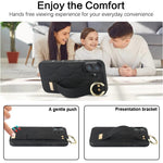 Custodia per telefono in PU con anello a copertura totale antiscivolo con cinturino, For iPhone 16, For iPhone 14 Plus, For iPhone 14