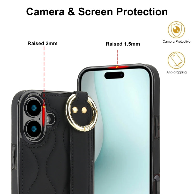 Custodia per telefono in PU con anello a copertura totale antiscivolo con cinturino, For iPhone 16, For iPhone 14 Plus, For iPhone 14