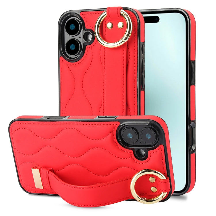 Custodia per telefono in PU con anello a copertura totale antiscivolo con cinturino, For iPhone 16, For iPhone 14 Plus, For iPhone 14