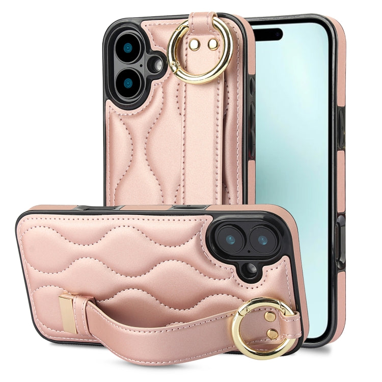 Custodia per telefono in PU con anello a copertura totale antiscivolo con cinturino, For iPhone 16, For iPhone 14 Plus, For iPhone 14