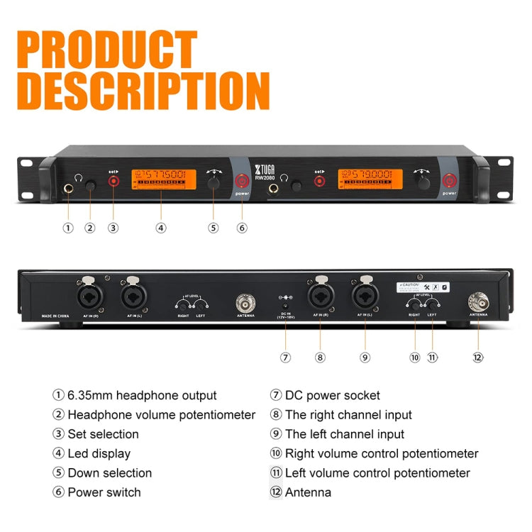 XTUGA RW2080 Sistema monitor in-ear wireless UHF