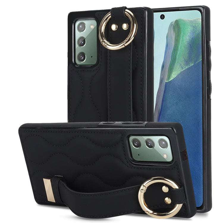Custodia per telefono in PU con anello a copertura totale antiscivolo con cinturino, For Samsung Galaxy Note20