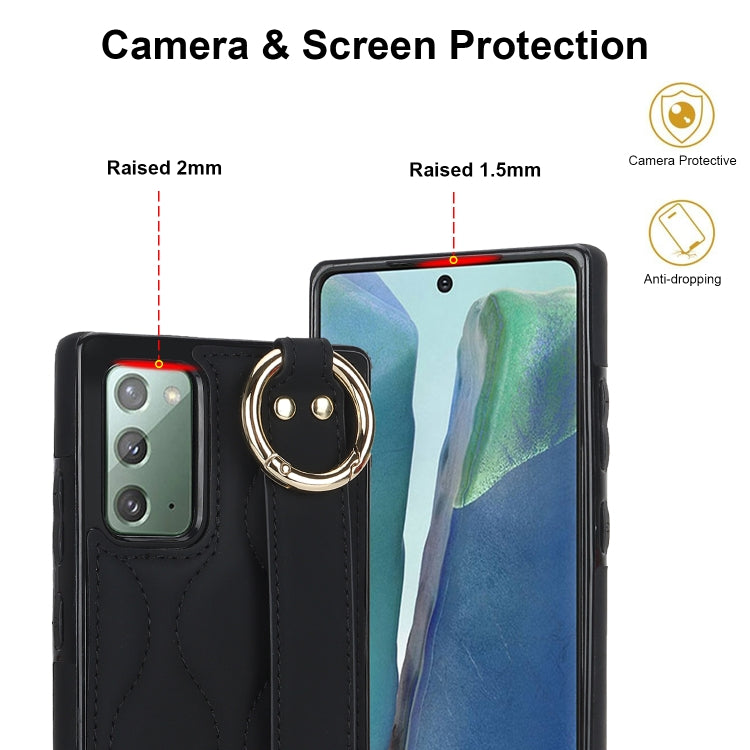 Custodia per telefono in PU con anello a copertura totale antiscivolo con cinturino, For Samsung Galaxy Note20
