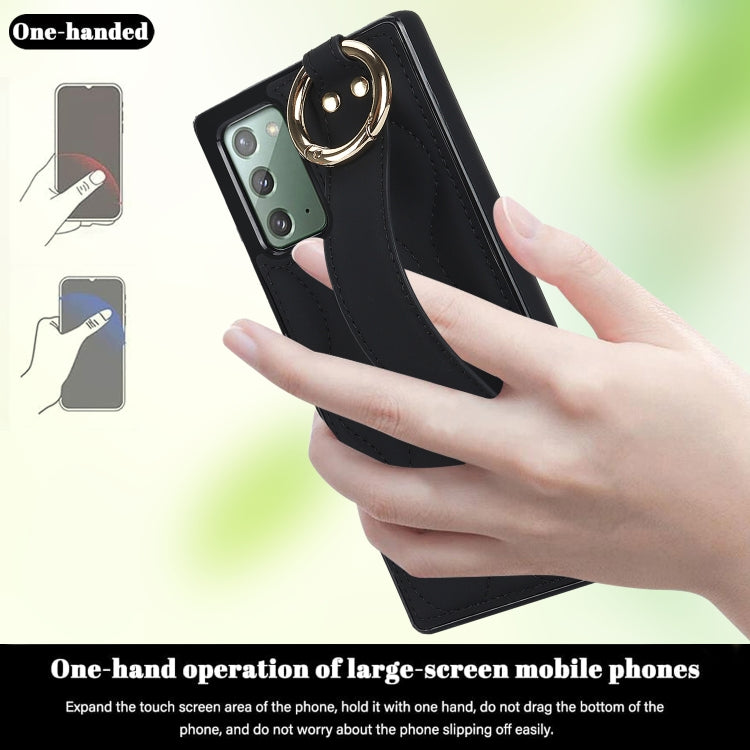 Custodia per telefono in PU con anello a copertura totale antiscivolo con cinturino, For Samsung Galaxy Note20