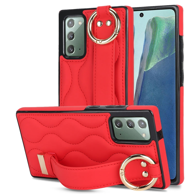 Custodia per telefono in PU con anello a copertura totale antiscivolo con cinturino, For Samsung Galaxy Note20