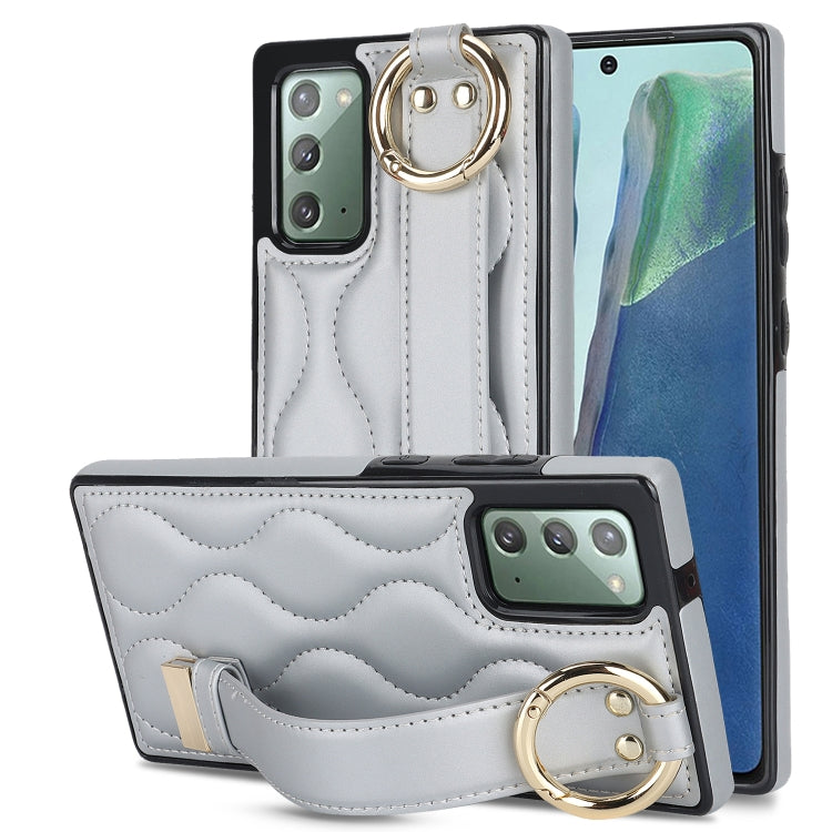 Custodia per telefono in PU con anello a copertura totale antiscivolo con cinturino, For Samsung Galaxy Note20