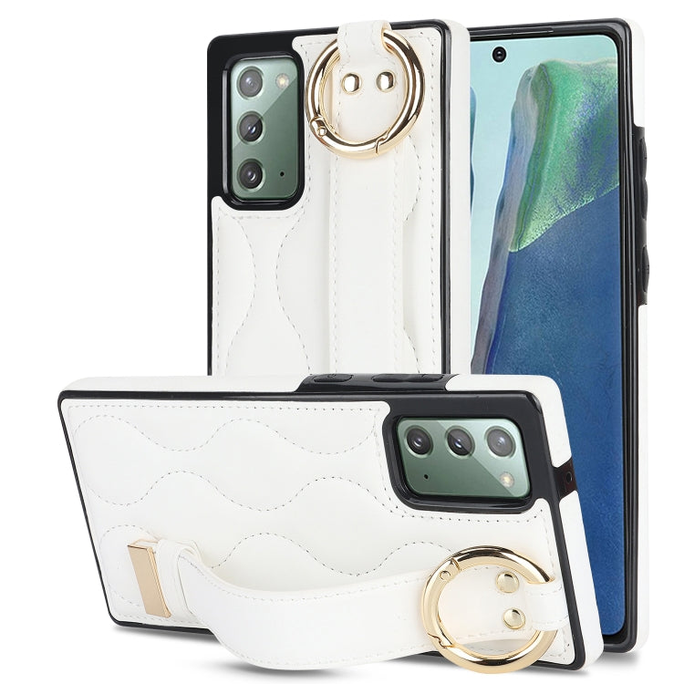 Custodia per telefono in PU con anello a copertura totale antiscivolo con cinturino, For Samsung Galaxy Note20