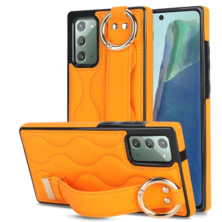Custodia per telefono in PU con anello a copertura totale antiscivolo con cinturino, For Samsung Galaxy Note20