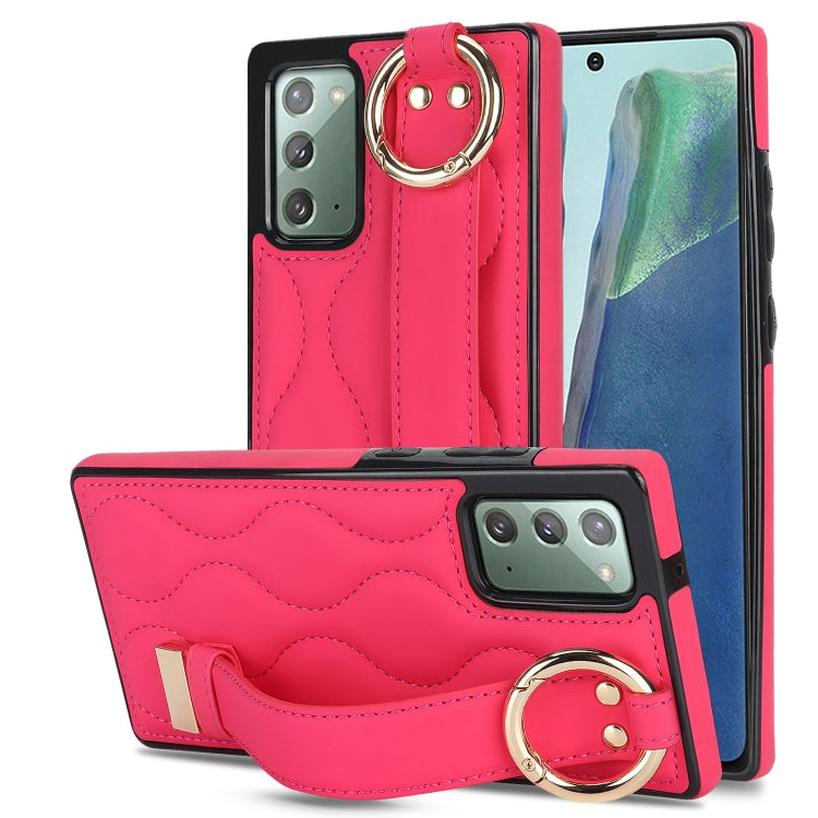 Custodia per telefono in PU con anello a copertura totale antiscivolo con cinturino, For Samsung Galaxy Note20