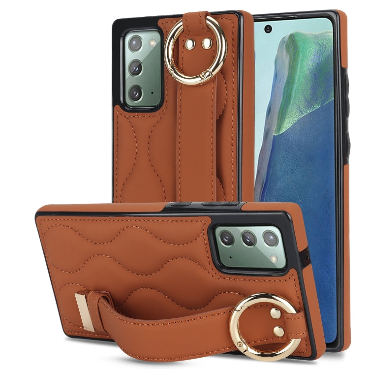 Custodia per telefono in PU con anello a copertura totale antiscivolo con cinturino, For Samsung Galaxy Note20