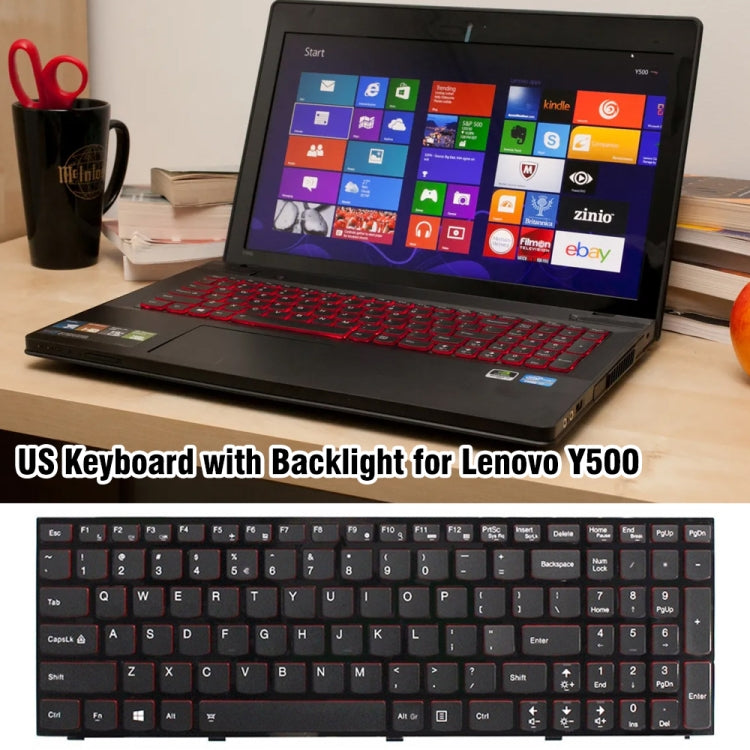 US Version Backlit Laptop Keyboard with Frame, For Lenovo IBM Y500 / Y500N / Y510P / Y590