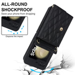 Custodia per telefono in PU con borsa per carte a trama rombica con cordino lungo, For Samsung Galaxy Z Flip5, For Samsung Galaxy Z Flip4, For Samsung Galaxy Z Flip3