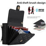 Custodia per telefono in PU con borsa per carte a trama rombica con cordino lungo, For Galaxy Z Flip8 5G, For Samsung Galaxy Z Flip7 FE / Flip6, For Samsung Galaxy Z Flip7 5G