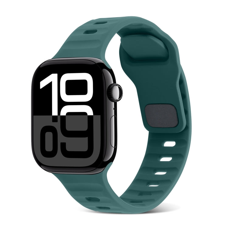 Cinturino in silicone a strisce con fibbia quadrata, For Apple Watch Series 10 46mm