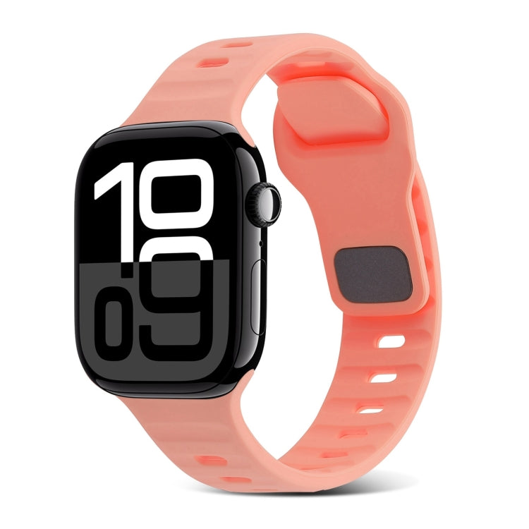 Cinturino in silicone a strisce con fibbia quadrata, For Apple Watch Series 10 46mm