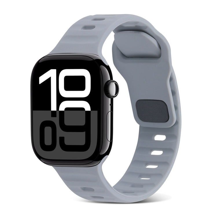 Cinturino in silicone a strisce con fibbia quadrata, For Apple Watch Series 10 46mm