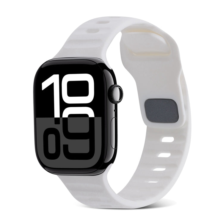 Cinturino in silicone a strisce con fibbia quadrata, For Apple Watch Series 10 42mm
