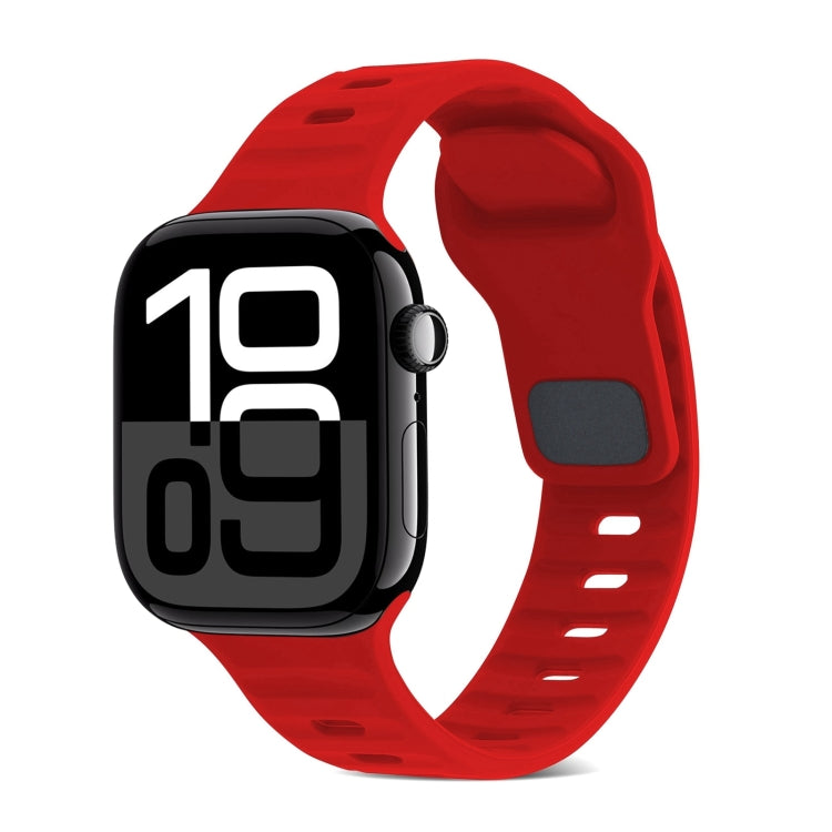 Cinturino in silicone a strisce con fibbia quadrata, For Apple Watch Series 10 42mm