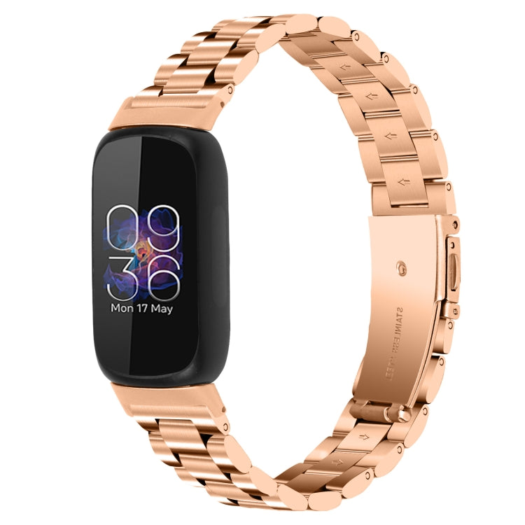 Cinturino per orologio in acciaio inossidabile con fibbia piatta a tre perline, For Fitbit Inspire 3