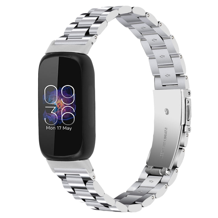 Cinturino per orologio in acciaio inossidabile con fibbia piatta a tre perline, For Fitbit Inspire 3