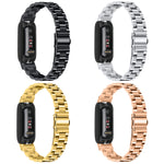 Cinturino per orologio in acciaio inossidabile con fibbia piatta a tre perline, For Fitbit Inspire 3