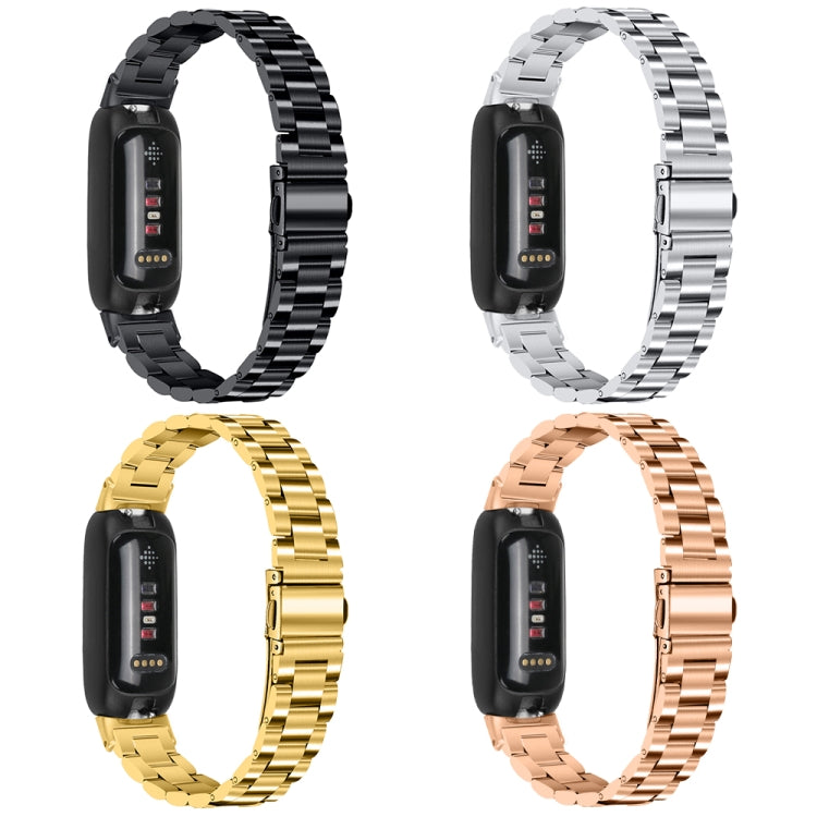 Cinturino per orologio in acciaio inossidabile con fibbia piatta a tre perline, For Fitbit Inspire 3