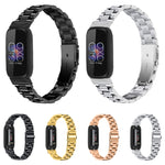 Cinturino per orologio in acciaio inossidabile con fibbia piatta a tre perline, For Fitbit Inspire 3