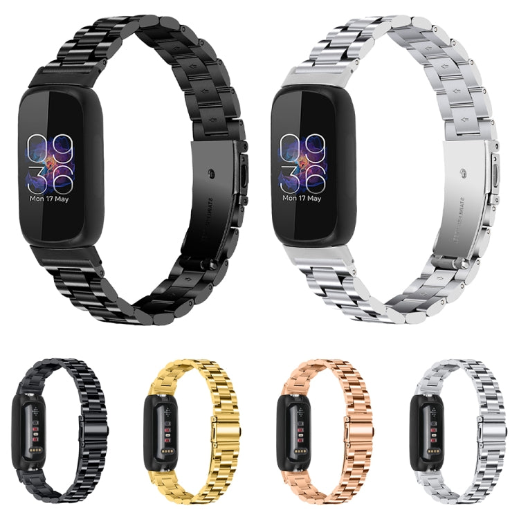 Cinturino per orologio in acciaio inossidabile con fibbia piatta a tre perline, For Fitbit Inspire 3