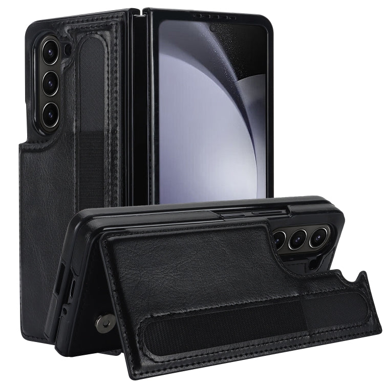 Custodia per telefono in PU con doppia fibbia pieghevole a copertura totale con fessure per penna, For Samsung Galaxy Z Fold5, For Samsung Galaxy Z Fold4, For Samsung Galaxy Z Fold3