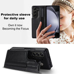 Custodia per telefono in PU con doppia fibbia pieghevole a copertura totale con fessure per penna, For Samsung Galaxy Z Fold5, For Samsung Galaxy Z Fold4, For Samsung Galaxy Z Fold3