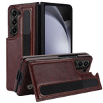Custodia per telefono in PU con doppia fibbia pieghevole a copertura totale con fessure per penna, For Samsung Galaxy Z Fold5, For Samsung Galaxy Z Fold4, For Samsung Galaxy Z Fold3
