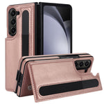 Custodia per telefono in PU con doppia fibbia pieghevole a copertura totale con fessure per penna, For Samsung Galaxy Z Fold5, For Samsung Galaxy Z Fold4, For Samsung Galaxy Z Fold3